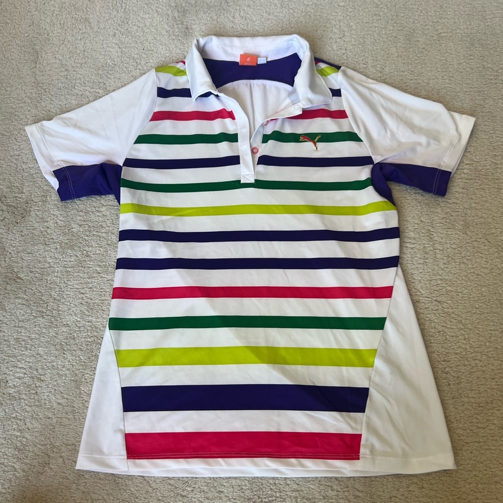 Puma Striped Golf Shirt with Multicolor Stripes